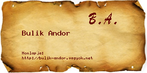 Bulik Andor névjegykártya